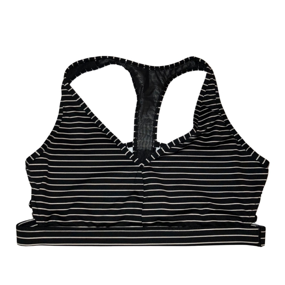 L | NWOT Striped Strappy Sports Bra
